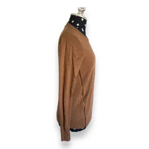 J. Crew Womens Sweater Sz S Merino Wool Asymmetrical Zip Moto‎ Brown Tan Zippers thumbnail 4