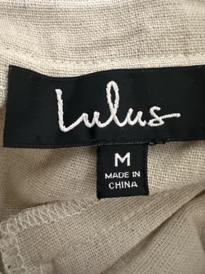 Title: Lulus Linen Wide Leg Button Front Lace Up Back Jumpsuit - M thumbnail 4
