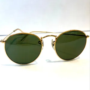 VTG 90s Ray-Ban B&L Gold Round Metal Preppy Sunglasses Fall Unisex 50mm thumbnail 3