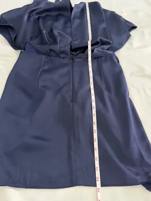 ASOS Navy Satin Wrap Mini Dress Size US 8 Tie Waist Open Back thumbnail 13
