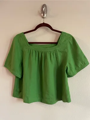 J. Crew Summer Moss Linen Sailor Square Neck Top Size Medium thumbnail 2