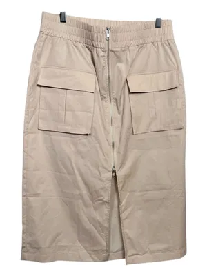 NWOT Abercrombie &‎ Fitch Cargo Utility Midi Skirt L Tall Tan Zip Front thumbnail 1