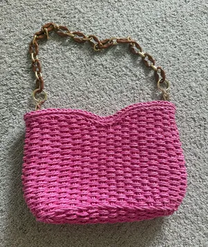 Pink Raffia Purse thumbnail 1