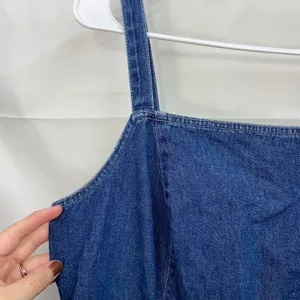 Vintage B. Moss women's medium wash‎ embroidered blue denim cotton knee dress 10 thumbnail 2
