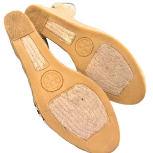 Tory Burch Wedge Espadrille Lace‎ Up Ankle Strap 38 Geometric Canvas Resortwear thumbnail 10