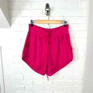 FP Movement By Free People Can’t Handle This Pink Ribbed Lace Up Shorts Size S thumbnail 2
