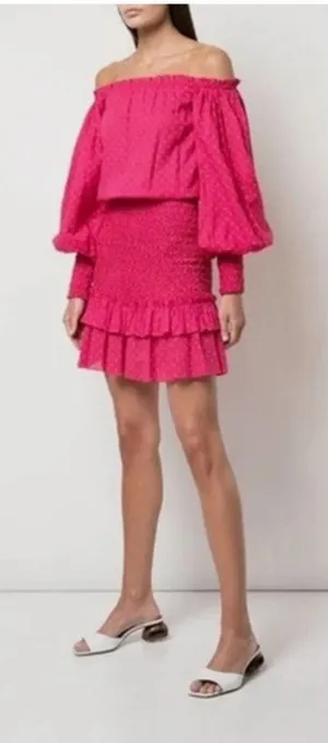 Alexis Marilena Smocked Off-shoulder Blouson-sleeve Dress Size‎ XS thumbnail 1