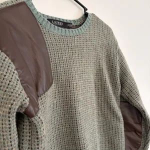 Lauren Ralph Lauren Women's Faux Leather Trim Wool Blend Sweater Equestrian‎ SP thumbnail 4