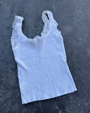 White Lace Trim Tank Top thumbnail 3