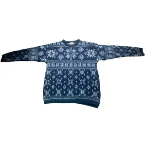 Vintage Woolrich Women’s S Wool Sweater Made USA Fair Isle Snowflake Nordic Navy thumbnail 4