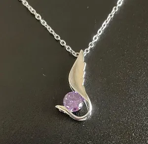 Purple crystal angel wing necklace thumbnail 2