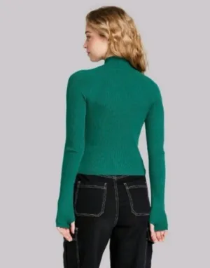 Bundle: 2 Wild Fable Low Turtleneck Ribbed Cutout Long Sleeve thumbnail 3