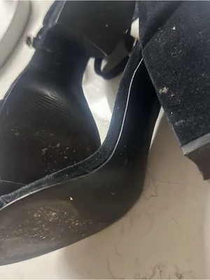 Steve Madden Black Suede Block Heel Sandals with Ankle Tie thumbnail 4