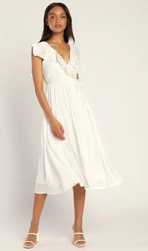 Lulus White Midi Dress thumbnail 1