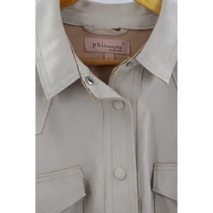 Philosophy Republic Clothing‎ Faux Leather Utility Shirt Jacket Beige Size L thumbnail 3