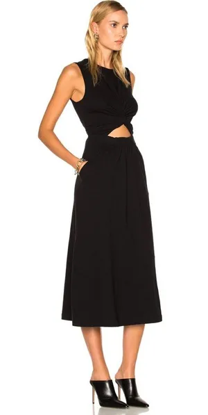 ALEXANDER WANG Cotton Jersey Twist Front Muscle Dress Medium thumbnail 4