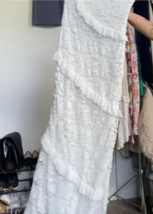 revolve brand more to come White lace maxi dress with ruffles size XL thumbnail 1