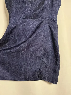 Lucy In The Sky Navy Blue Metallic Jacquard Mini Dress Size Large thumbnail 5