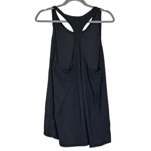 Athleta Women Activewear Tank Top 1X Black Zip Pocket‎ Racerback Sleeveless thumbnail 2