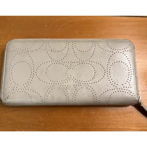 Coach Ashley Perforated Signature C Pattern Accordion Zip Wallet SilverTone Logo thumbnail 3
