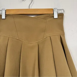 Boho Studio Tan Pleated Mini Skirt Womens S Skort School Girl Preppy Academia thumbnail 4