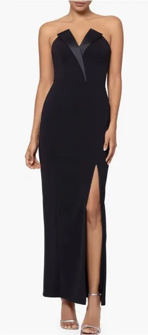 Betsy & Adam Black Tux Detail Strapless Column Gown Size 10 $239 NEW thumbnail 1
