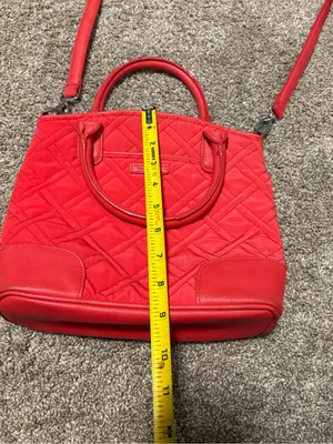 (Vera Bradley) Quilted Red Day Off Crossbody Bag: 9” x 10” thumbnail 10