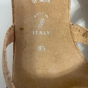 Italian Shoemakers Shoes corked wedge heel navy & tan size 8.5 thumbnail 4