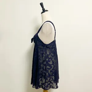 Victorias Secret Purple Blue Sheer Satin Jacquard Vintage Gold Label Chemise thumbnail 4