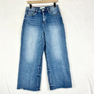Vervet Super High Rise Raw Hem Wide Leg Crop Jeans Size 29 Stretch thumbnail 3