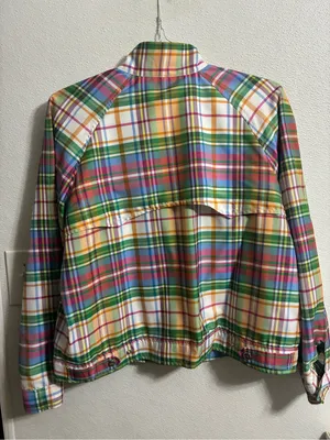 Vintage Lauren Active L-RL Multicolor Plaid Zip Windbreaker Jacket L thumbnail 2