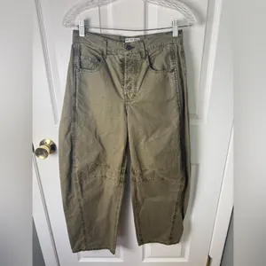 Free People Good Luck Barrel Leg Pants in Olive Green 24 thumbnail 2