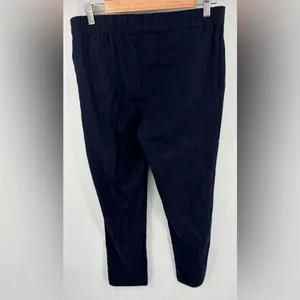 Tahari linen blend navy tapered leg pant with pockets women’s size L beachy thumbnail 4