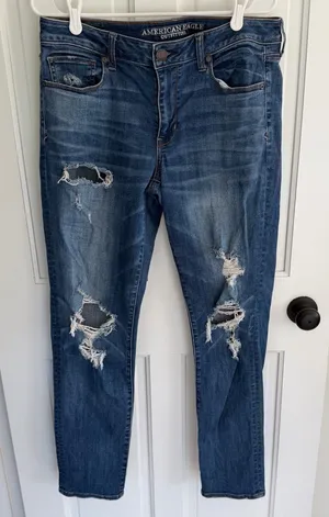 American Eagle Super Stretch X Distressed Skinny Jeans Size 12 Long thumbnail 1