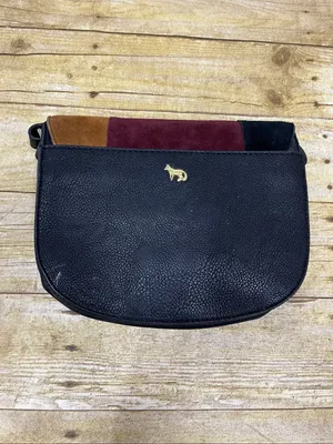 Emma Fox suede and leather patchwork purse. thumbnail 2