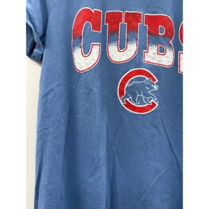 47 Brand Chicago Cubs T Shirt Womens M Blue‎ Distressed Logo MLB Graphic Tee thumbnail 5