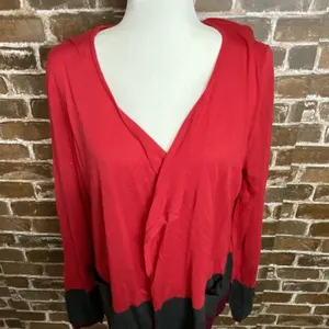 Vtg Attention Womens Red Color Block Light Weight Cardigan No Buttons Size XL thumbnail 2