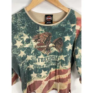 Harley Davidson American Flag Shirt Motor City Farmington Hills MI 2x thumbnail 2