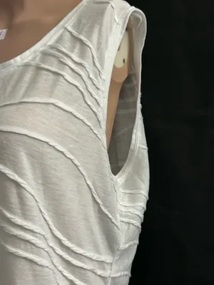 Simply Vera Vera Wang White Sleeveless Wave-Detail Sleeveless Blouse Tank Top LG thumbnail 3