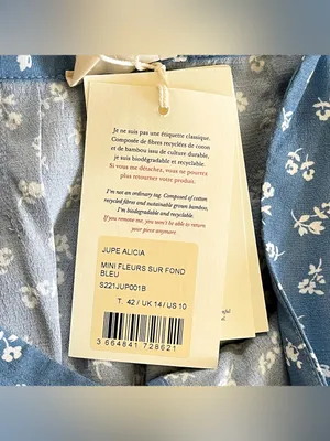 Sezane Alicia Midi Skirt Blue Floral US 10 NWT‎ thumbnail 7