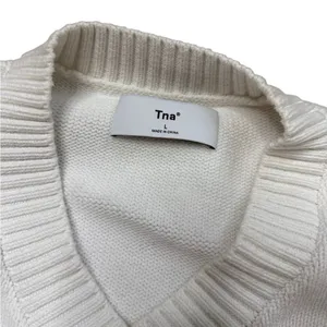 TNA Aritzia Cropped Marcy Vneck Vest White Knit Large thumbnail 6