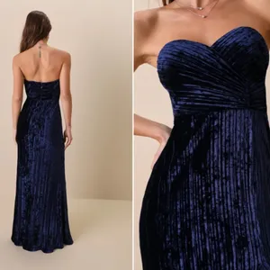 LULU's Elegant Retro Prom Wedding Special Event Modern Chic Sexy Velvet Maxi thumbnail 3