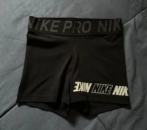 Nike Black Compression Shorts with White Logo thumbnail 1