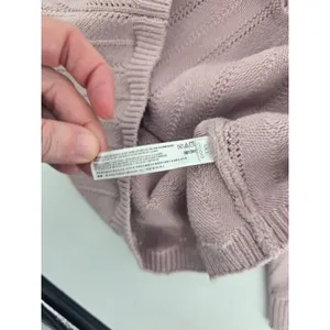 Free People Knit Top Womens L Mauve Around The Clock Open Back Pointelle Cropped thumbnail 4