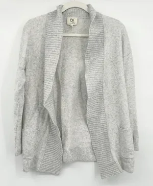Qi Cashmere Womens Grey Wool Cashmere‎ Blend Open Front Cocoon Cardigan Size S thumbnail 1