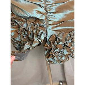 Dalia MacPhee Metallic Irridescent Ruched Strapless Dress 6 Sculpted‎ Ruffle Hem thumbnail 8