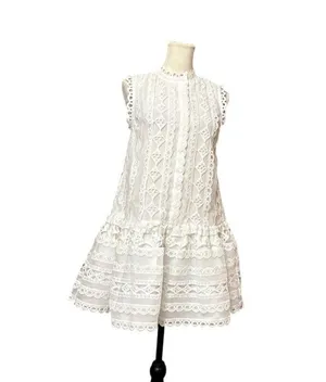 Endless Rose Lace Trim Crochet Mini Dress Sleeveless White Size M NWOT Romantic thumbnail 4