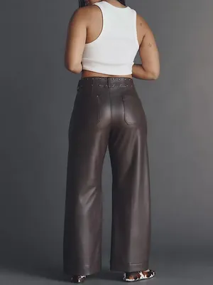 Anthropologie Maeve Colette Full-Length Faux Leather Studded Pants Size 32 NWT thumbnail 2