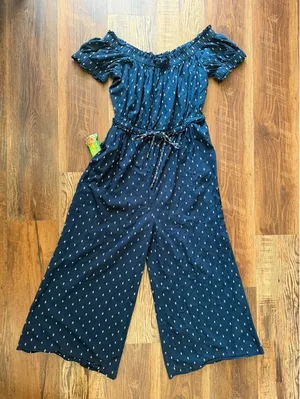 Anthropologie Findley Off-The-Shoulder Navy Blue Jumpsuit Women's thumbnail 5