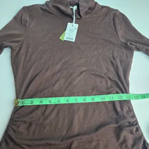 Marine Layer NWT 51Y Lexi Rib Ruched Turtleneck Dress Cocoa Brown Small‎ thumbnail 9